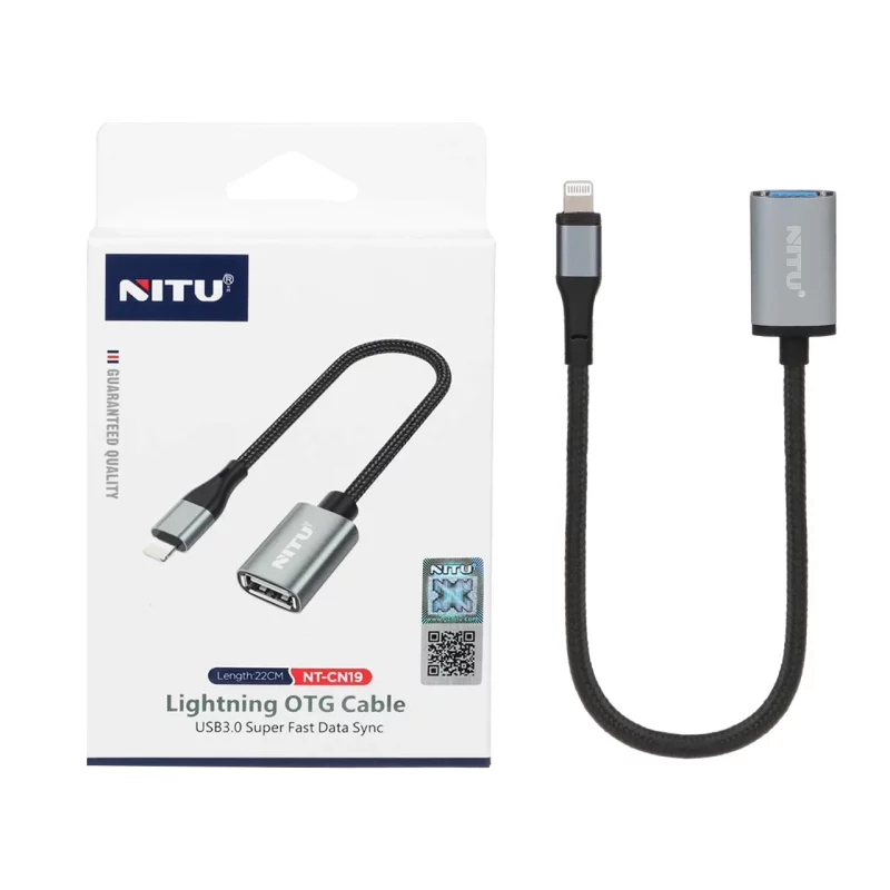 تبدیل NITU OTG TO Lightning مدل CN19 - مشکی خاکستری (گارانتی 18 ماه تعویض نیکان همراه) - تصویر 2