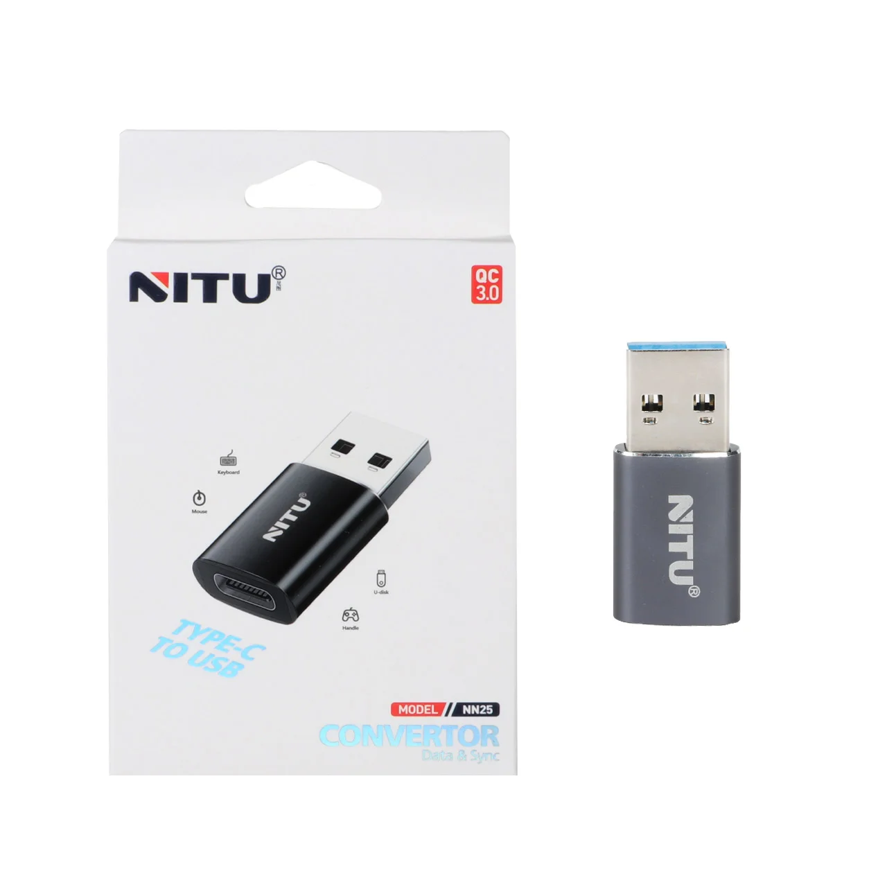 2685-685852-1 تبدیل NITU Type-C TO USB مدل NN25 - خاکستری (گارانتی 18 ماه تعویض نیکان همراه) - تصویر 1