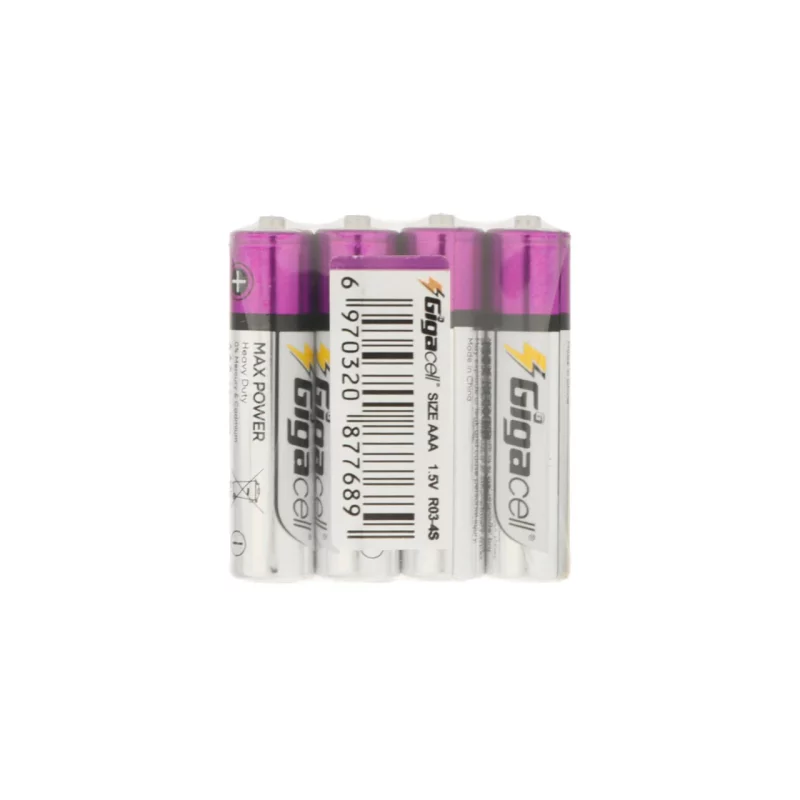 باتری نیم قلمی GigaCell-AAA مدل Max Power Heavy Duty شرینگ بسته 4 عددی - تصویر 2