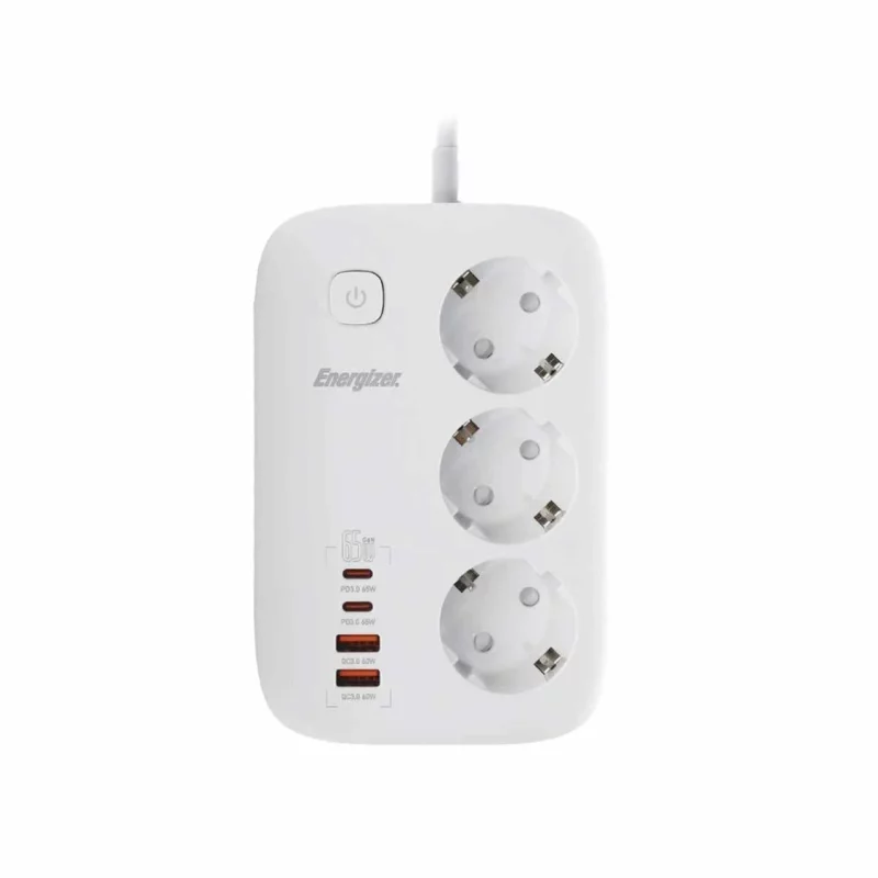 چندراهی برق 3 خانه Energizer مدل EPB3250W01EU 60W - سفید - تصویر 2