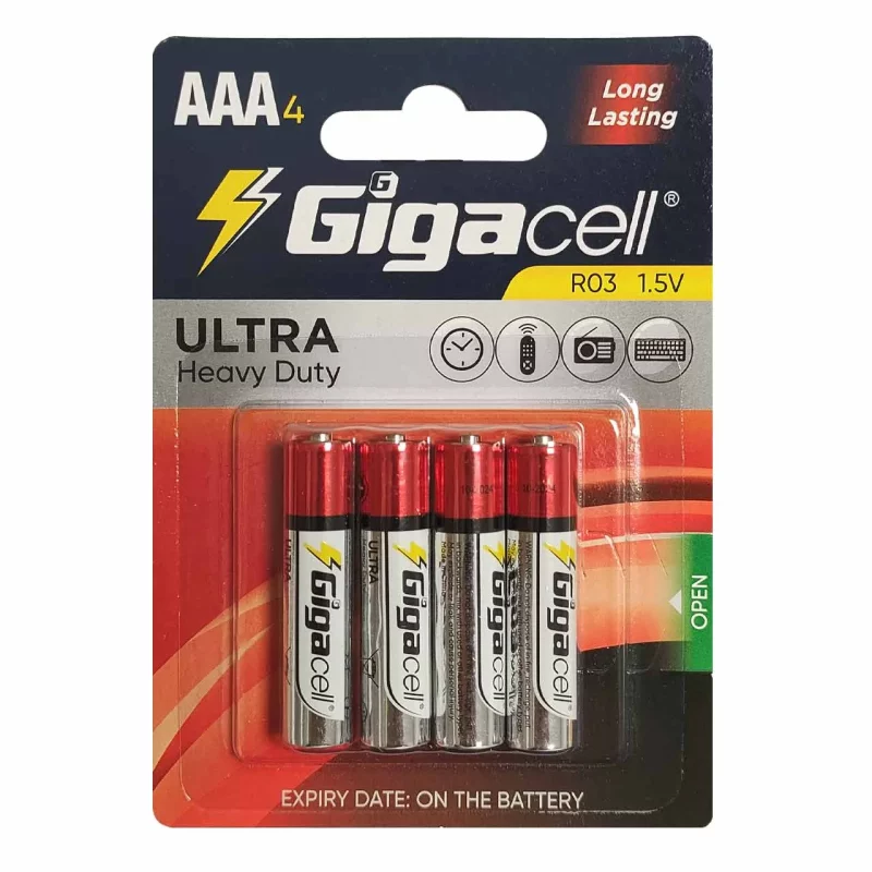 باتری نیم قلمی GigaCell-AAA مدل Ultra Heavy Duty بسته 4 عددی - تصویر 2
