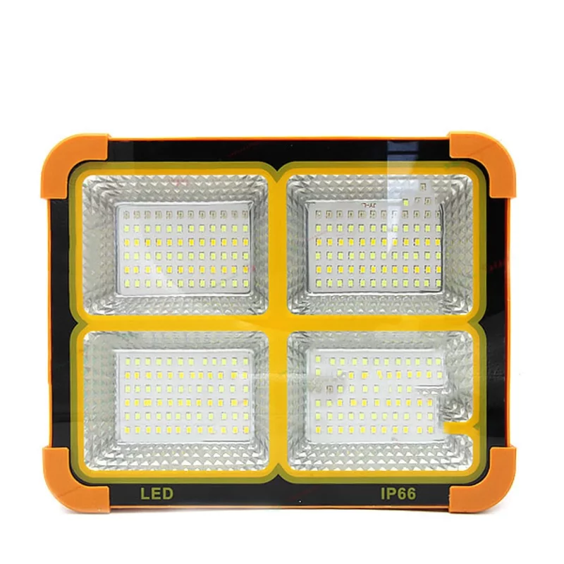 چراغ شارژی کمپینگ پایه دار مدل Solar 1000w (دارای پنل خورشیدی) - نارنجی - تصویر 2