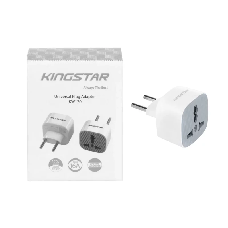 تبدیل برق 3 به 2 KingStar مدل KW170 - سفید طوسی (پک دار) (گارانتی متین) - تصویر 2