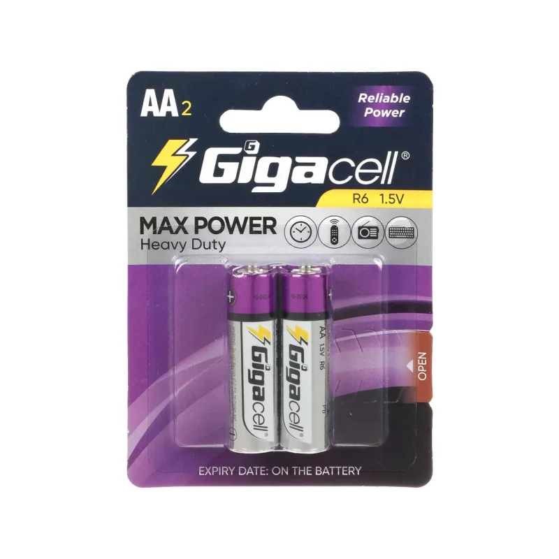باتری قلمی GigaCell-AA مدل MAX POWER Heavy Duty R6 - بسته 2 عددی - تصویر 2