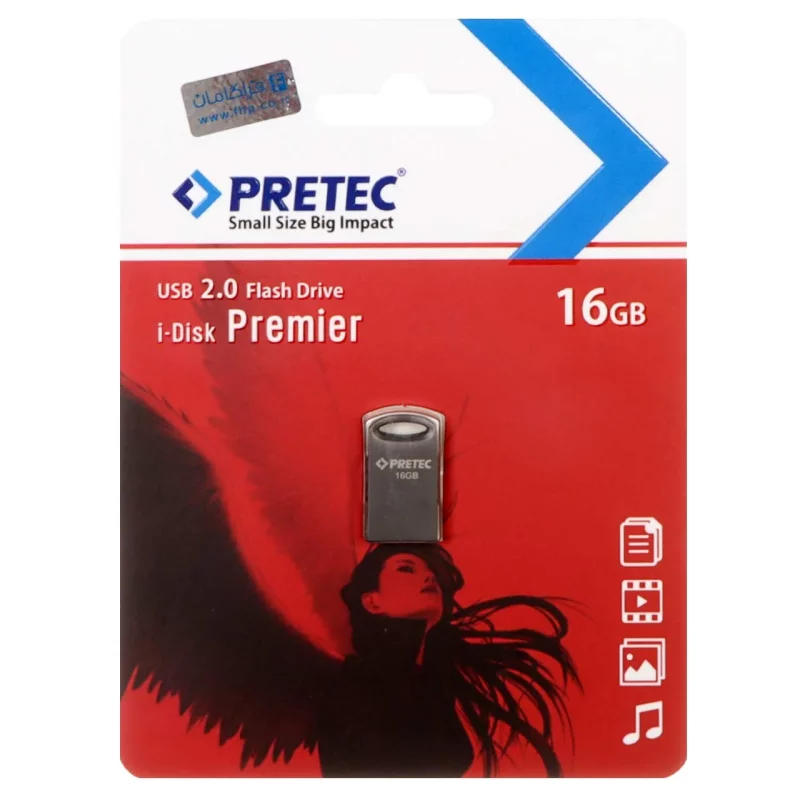 Pretec Premier USB 2.0 Flash Memory - 16GB - مشکی (گارانتی فراگامان) - تصویر 2