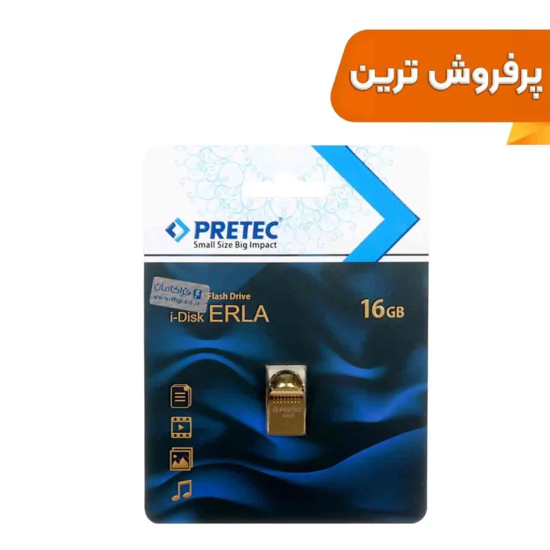 Pretec Erla USB 2.0 Flash Memory - 16GB - طلایی (گارانتی فراگامان) - تصویر 2