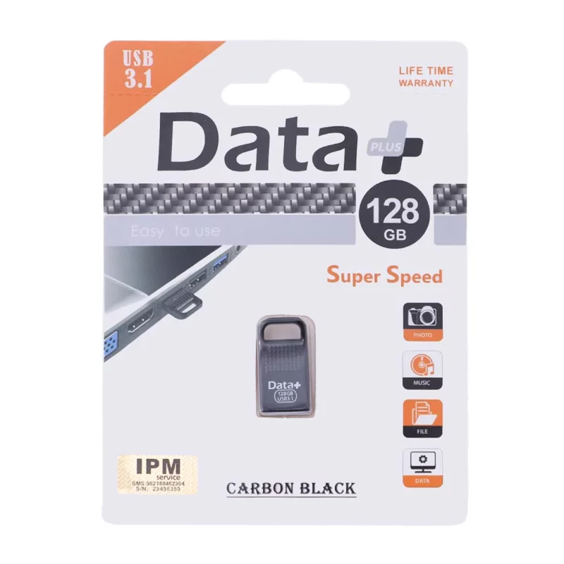 Data Plus Carbon Black USB3.1 Flash Memory-128GB-مشکی (گارانتی مادام العمر IPM) - تصویر 2
