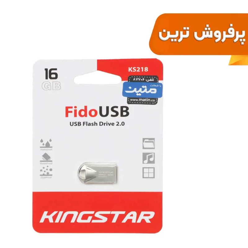 KingStar Fido KS218 USB2.0 Flash Memory-16GB (گارانتی متین)-نقره ای - تصویر 2