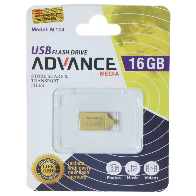 فلش مموری Advance Media مدل M104 USB2.0 ظرفیت 16GB - طلایی - تصویر 2
