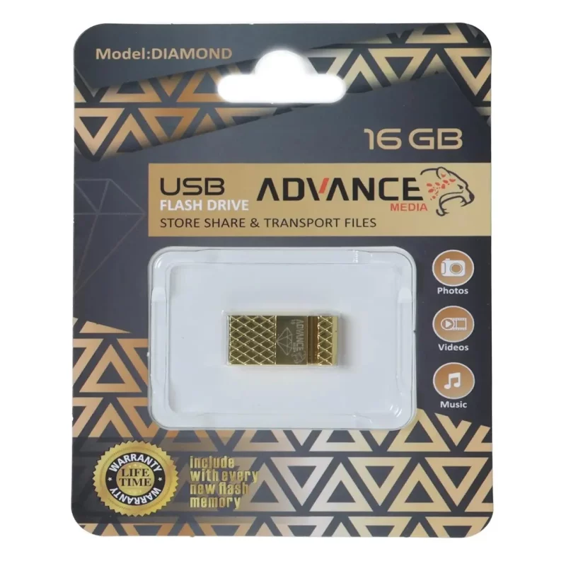 فلش مموری Advance Media مدل Diamond USB2.0 ظرفیت 16GB - طلایی - تصویر 2