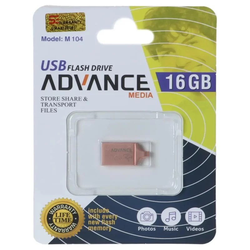 فلش مموری Advance Media مدل M104 USB2.0 ظرفیت 16GB - رزگلد - تصویر 2