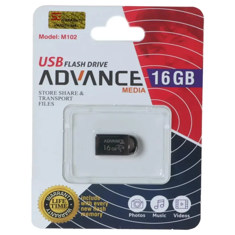 فلش مموری Advance Media مدل M102 USB2.0 ظرفیت 16GB - مشکی - تصویر 2