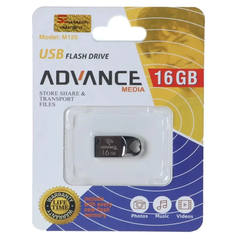 فلش مموری Advance Media مدل M125 USB2.0 ظرفیت 16GB - مشکی - تصویر 2