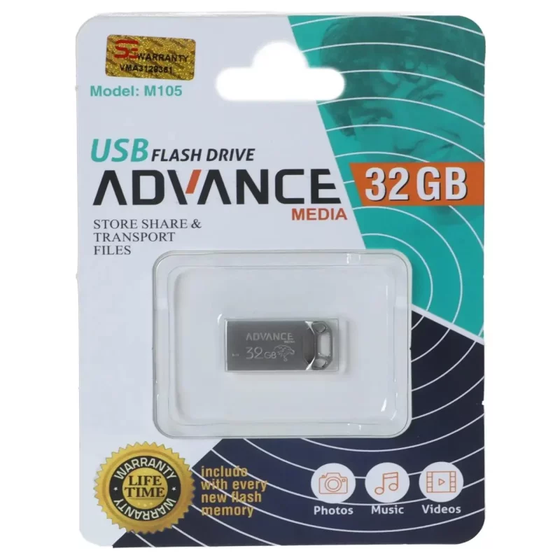 فلش مموری Advance Media مدل M105 USB2.0 ظرفیت 32GB - نقره ای - تصویر 2