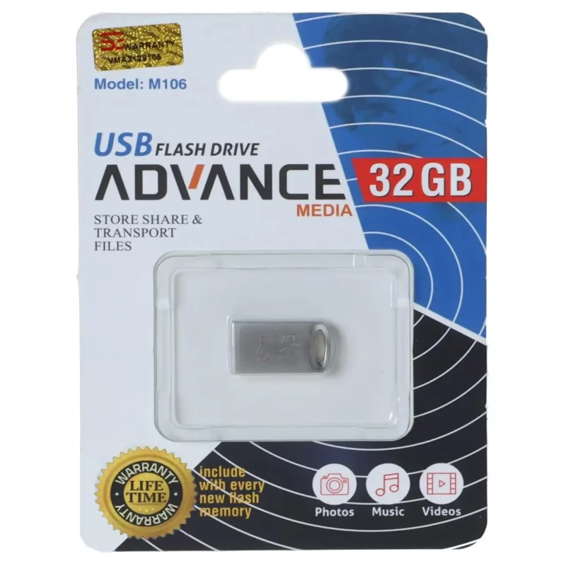 فلش مموری Advance Media مدل M106 USB2.0 ظرفیت 32GB - نقره ای - تصویر 2