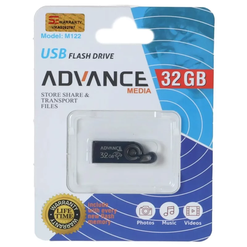 فلش مموری Advance Media مدل M122 USB2.0 ظرفیت 32GB - مشکی - تصویر 2