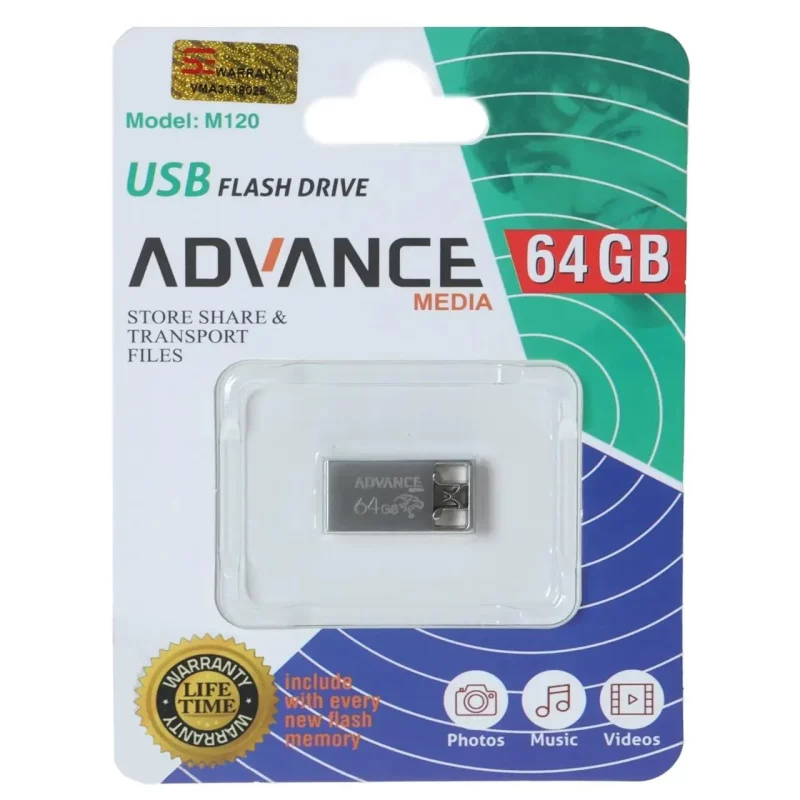 فلش مموری Advance Media مدل M120 USB2.0 ظرفیت 64GB - نقره ای - تصویر 2