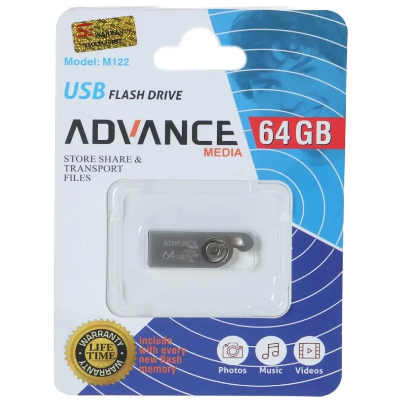 فلش مموری Advance Media مدل M122 USB2.0 ظرفیت 64GB - نقره ای - تصویر 2