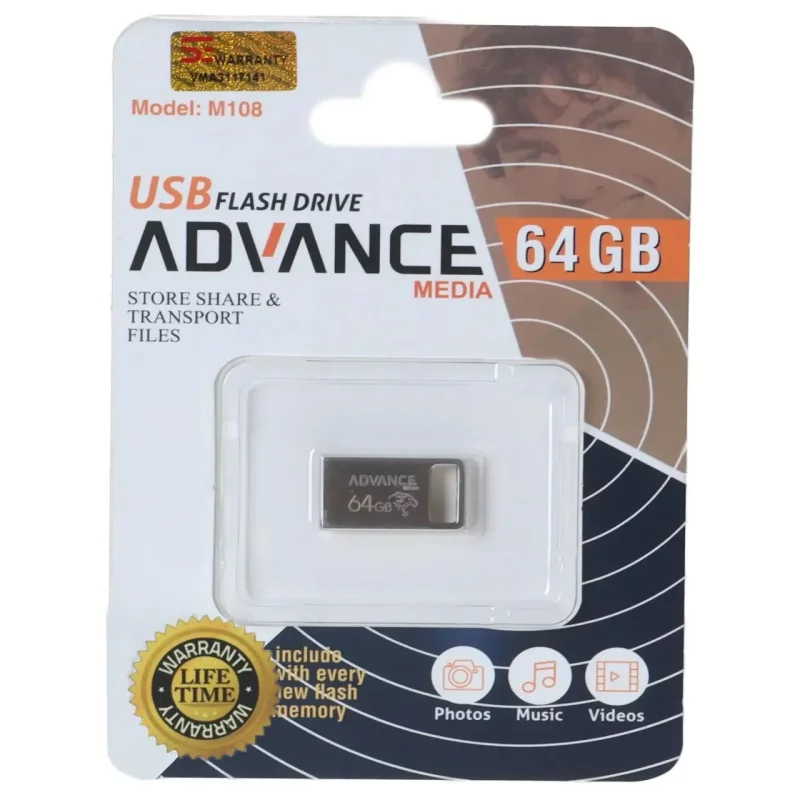 فلش مموری Advance Media مدل M108 USB2.0 ظرفیت 64GB - نقره ای - تصویر 2