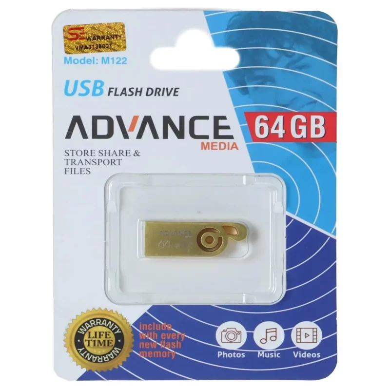 فلش مموری Advance Media مدل M122 USB2.0 ظرفیت 64GB - طلایی - تصویر 2