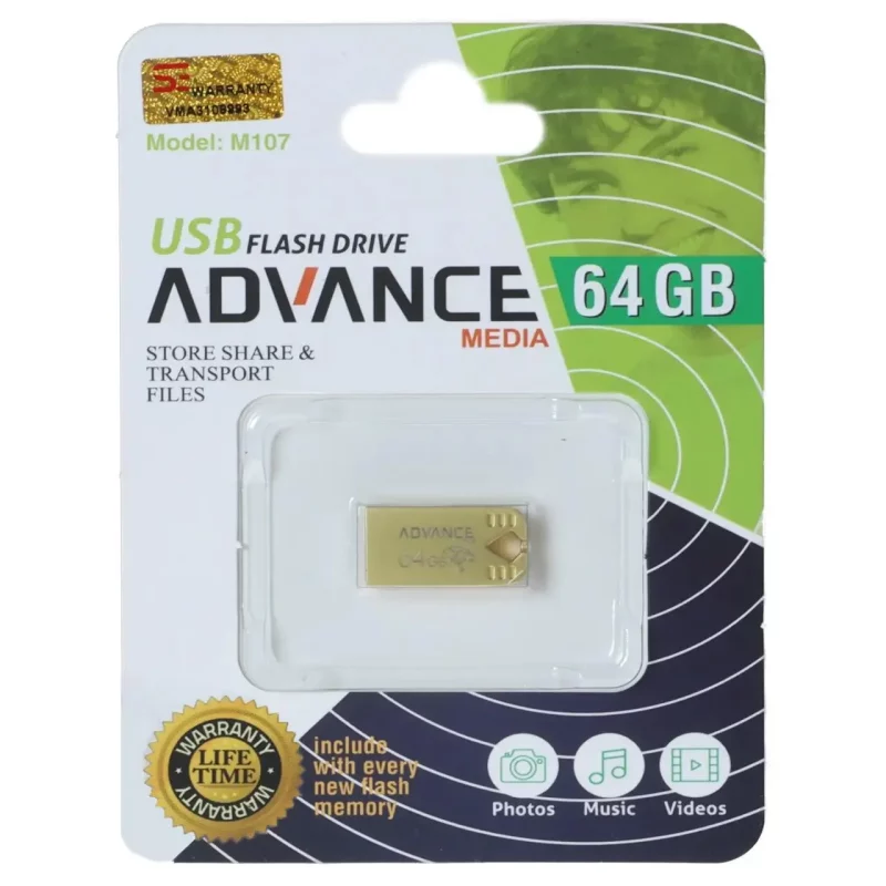 فلش مموری Advance Media مدل M107 USB2.0 ظرفیت 64GB - طلایی - تصویر 2