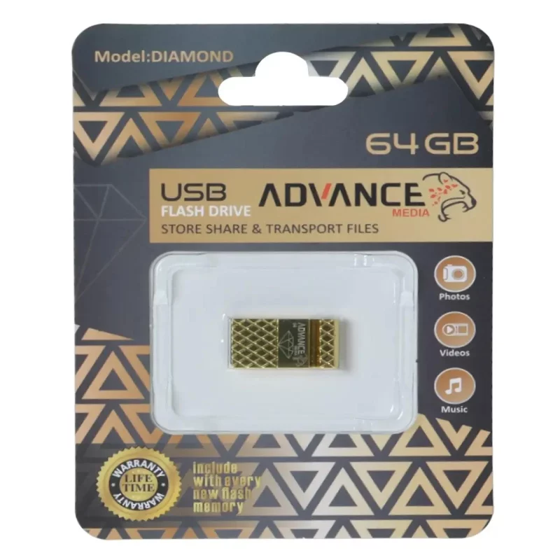 فلش مموری Advance Media مدل Diamond USB2.0 ظرفیت 64GB - طلایی - تصویر 2