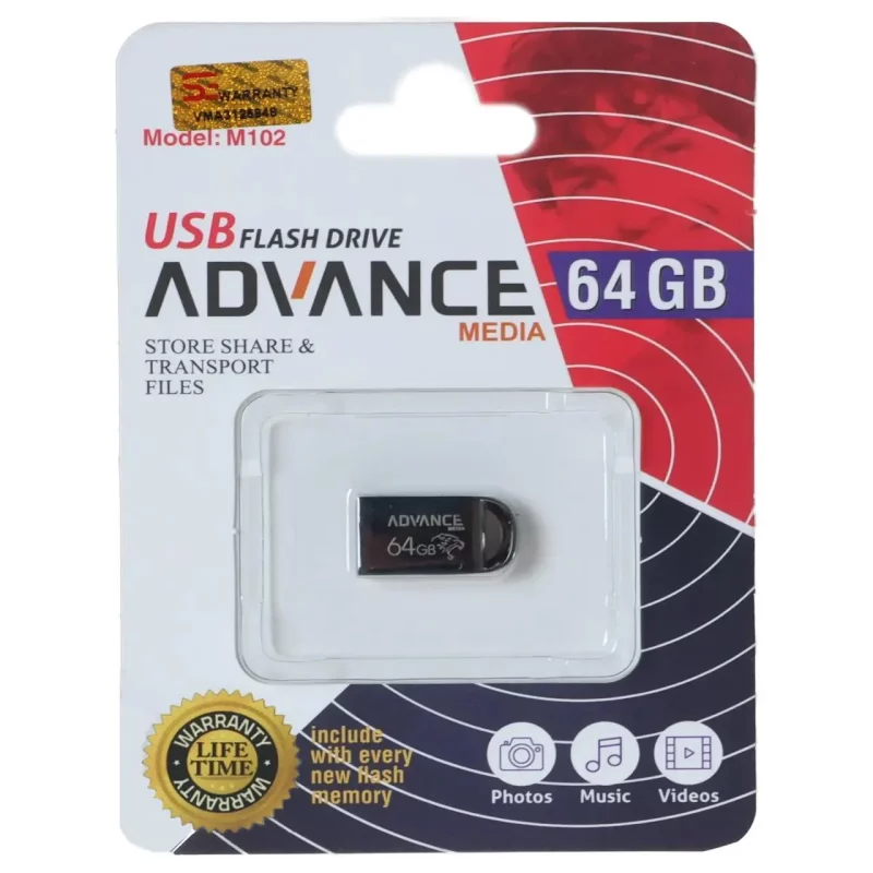 فلش مموری Advance Media مدل M102 USB2.0 ظرفیت 64GB - مشکی - تصویر 2