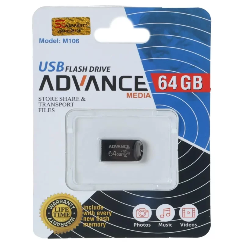 فلش مموری Advance Media مدل M106 USB2.0 ظرفیت 64GB - مشکی - تصویر 2