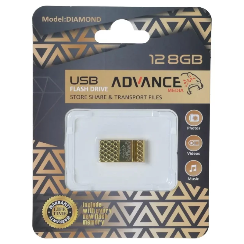 فلش مموری Advance Media مدل Diamond USB2.0 ظرفیت 128GB - طلایی - تصویر 2