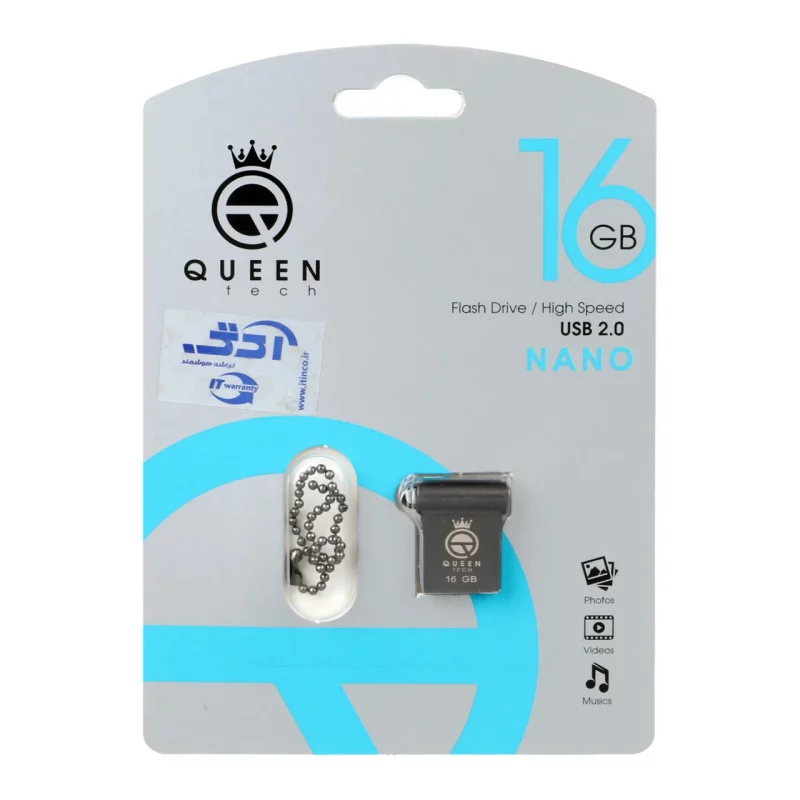 Queen NANO USB2.0 Flash Memory-16GB مشکی (گارانتی مادام العمر شرکت آی تین) - تصویر 2