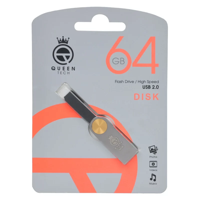 Queen DISK USB2.0 Flash Memory - 64GB (گارانتی مادام العمر شرکت آی تین) طلایی - تصویر 2