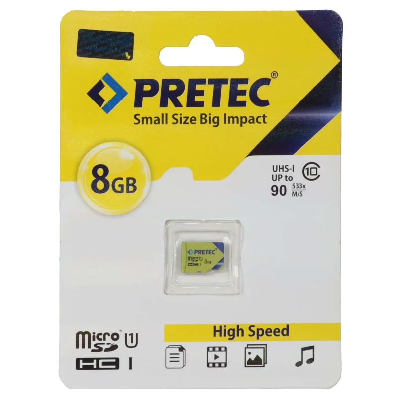 PRETEC microSDHC U1 Class 10 533X -90MB/s-8GB (گارانتی فراگامان) - تصویر 2