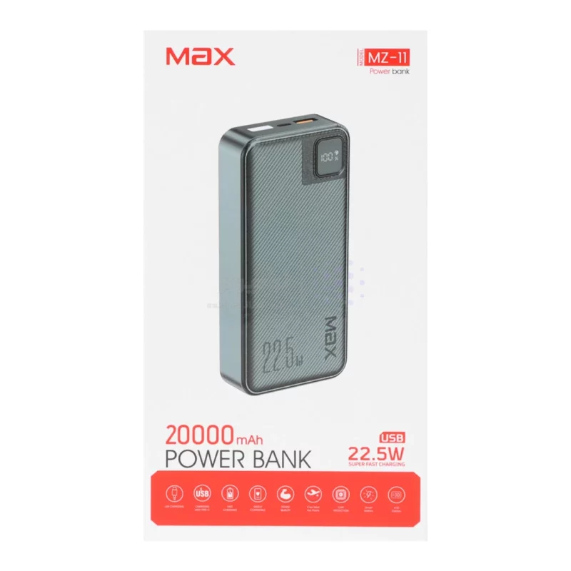 پاوربانک فست شارژ Max 20000mAh مدل MZ-11 22.5W - مشکی - MMX - تصویر 4