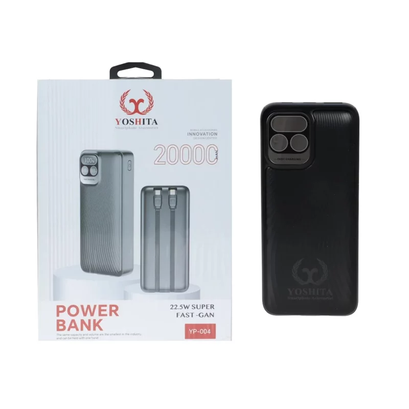 پاوربانک فست شارژ Yoshita 20000mAh مدل YP-004 22.5W - مشکی - MMS (گارانتی شش ماهه YA) - تصویر 2