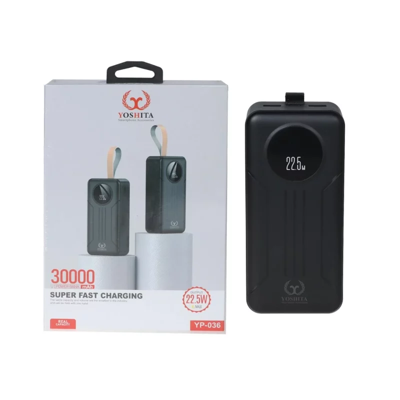 پاوربانک فست شارژ Yoshita 30000mAh مدل YP-036 22.5W - مشکی - MMS (گارانتی شش ماهه YA) - تصویر 2