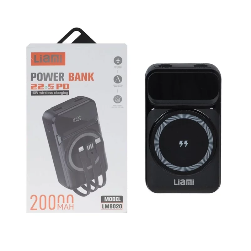 پاوربانک PD و فست شارژ Liami 22.5W 20000mAh مدل LM8020 - مشکی - تصویر 2