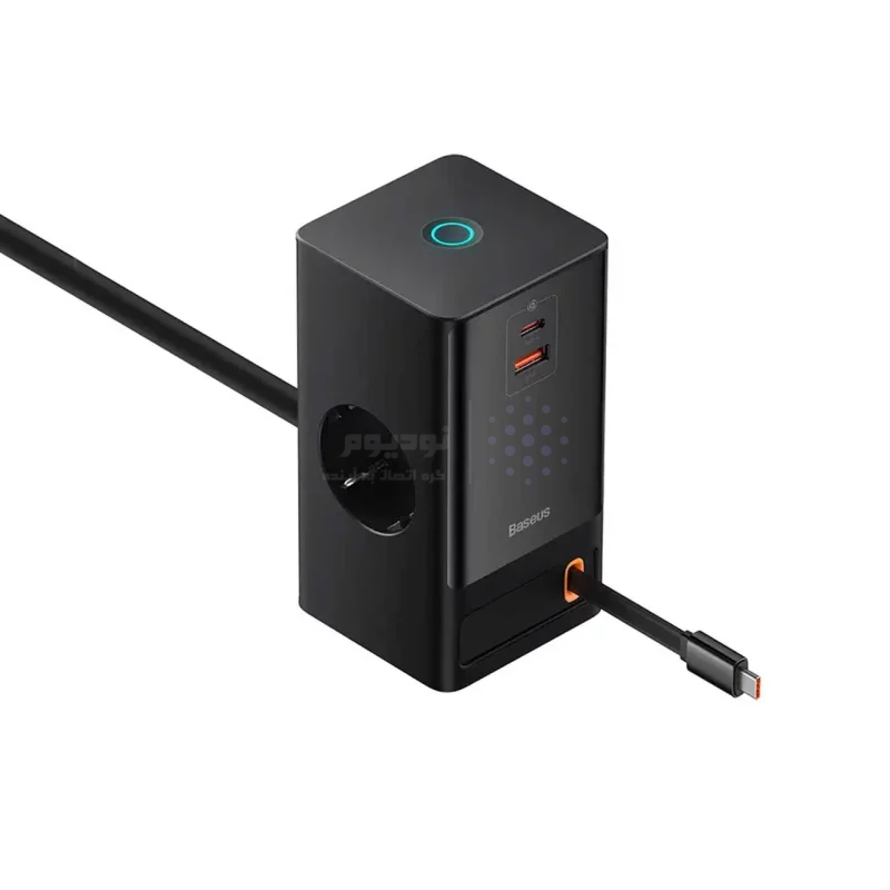 شارژر رومیزی فست چندکاره Baseus مدل PowerCombo Tower PowerStrip 65W - مشکی (گارانتی 24 ماهه آونگ) - تصویر 6