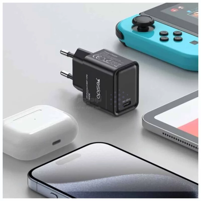 شارژر دیواری PD و فست تک پورت Yesido مدل 30W YC63 - مشکی (گارانتی 18 ماه تعویض نیکان همراه) مجهز به فناوری GAN - تصویر 3