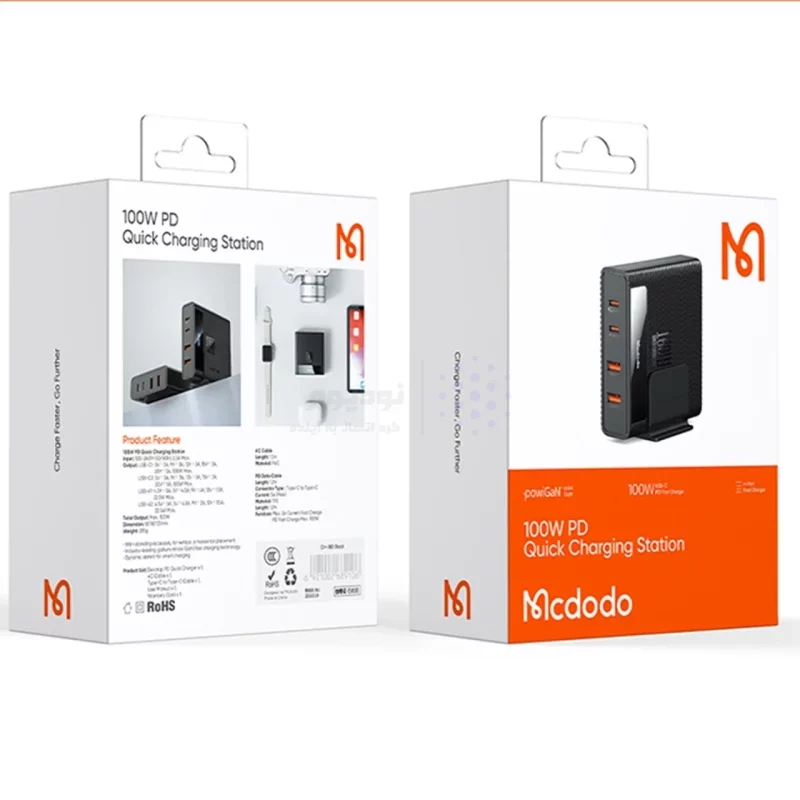 شارژر رومیزی PD و فست چهار پورت Mcdodo مدل CH-180 100W - مشکی (گارانتی متین) - تصویر 15