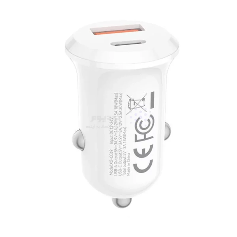 شارژر فندکی فست دو پورت XO مدل XO-CC69 30W - سفید - تصویر 4