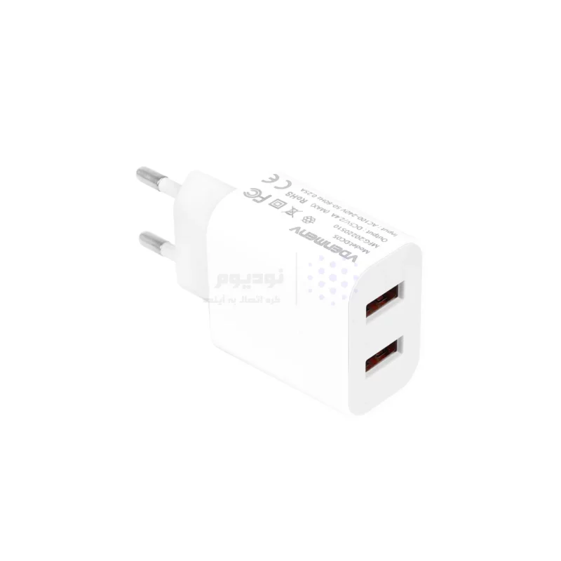 شارژر دیواری دو پورت DENMEN مدل DC05 - سفید - MN(بدون پک) - تصویر 3