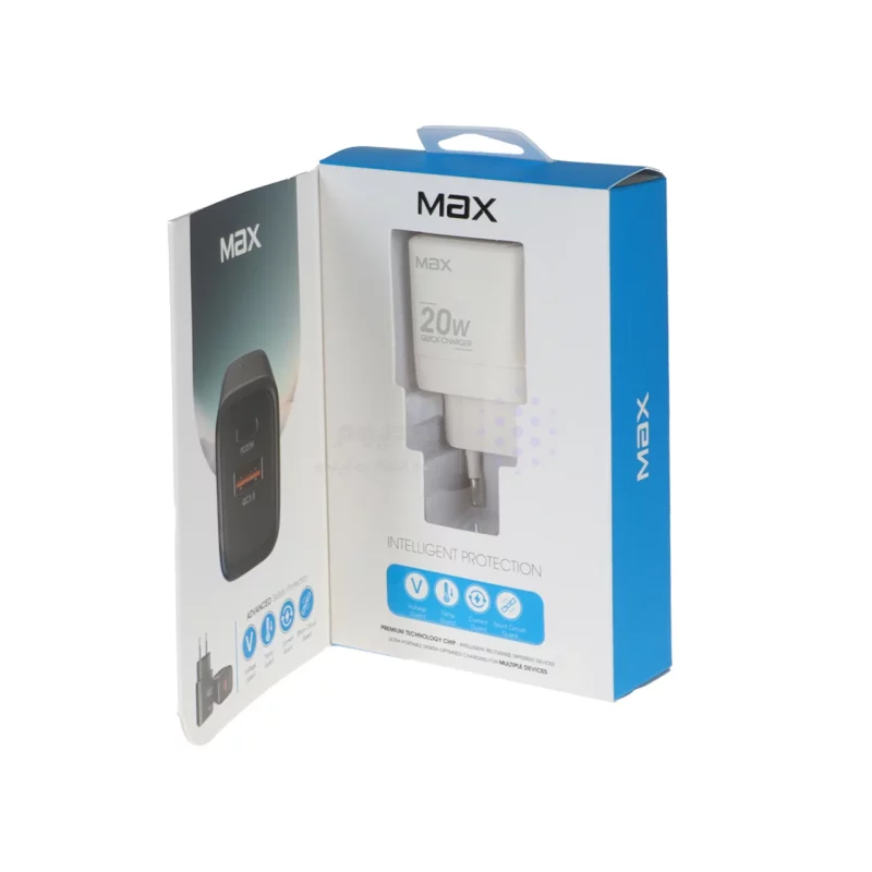 شارژر دیواری PD و فست دو پورت Max مدل X2 20W - سفید - تصویر 5