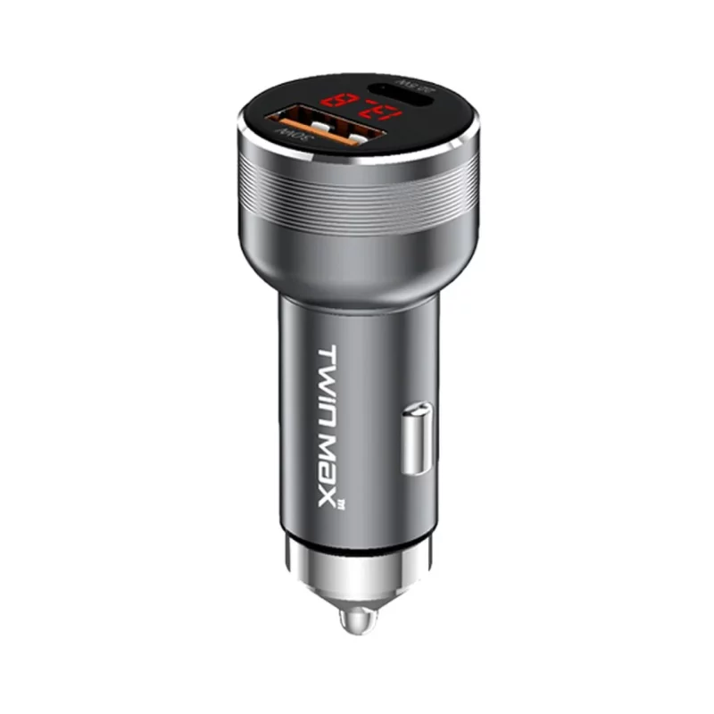 شارژر فندکی PD و فست دو پورت TwinMax مدل MX-24 52.5W - نقره ای - تصویر 2