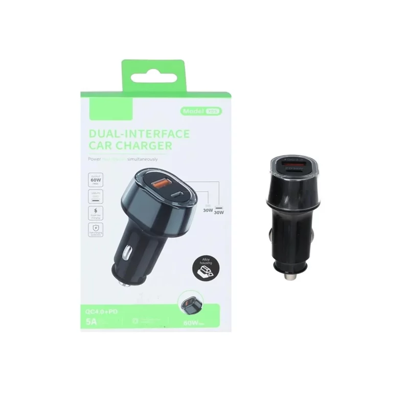 شارژر فندکی PD و فست دو پورت مدل X05 60W - مشکی - ASP (گارانتی شش ماهه آروین) - تصویر 2