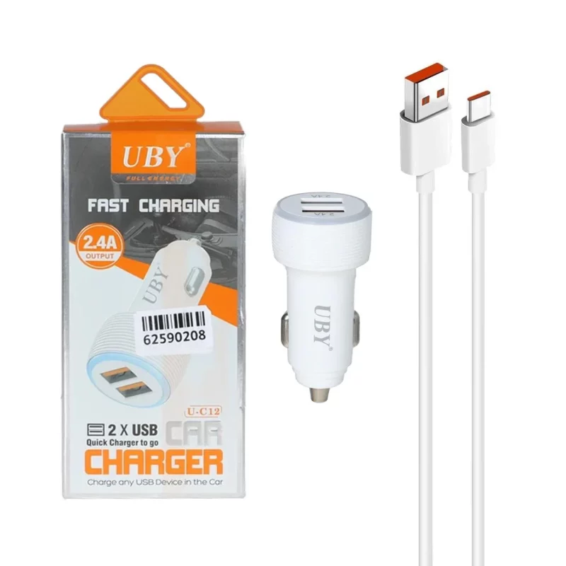 شارژر فندکی فست دو پورت UBY مدل U-C12 - سفید - ASP (گارانتی شش ماهه آروین) - تصویر 2