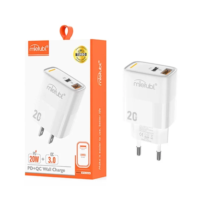 شارژر دیواری PD و فست دو پورت Mietubl مدل MTB-CS03E 20W - سفید (گارانتی شش ماهه AZR) - تصویر 2