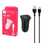 شارژر فندکی فست دو پورت SKY DOLPHIN مدل SZ08T 12W به همراه کابل شارژ Type-C - مشکی - ASP (گارانتی شش ماهه آروین)