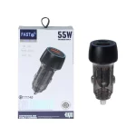 شارژر فندکی PD و فست دو پورت Fast مدل WKN-107 55W - مشکی - KZN (اصل چین)