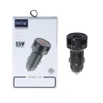 شارژر فندکی PD و فست دو پورت Fast مدل WKN-104 55W - مشکی - KZN (اصل چین)