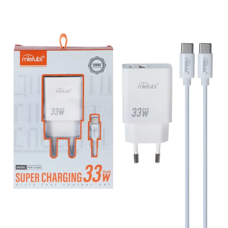 شارژر دیواری فست دو پورت Mietubl مدل MTB-CS06E 33W به همراه کابل شارژ Type-C To Type-C - سفید (گارانتی شش ماهه AZR) - تصویر 2